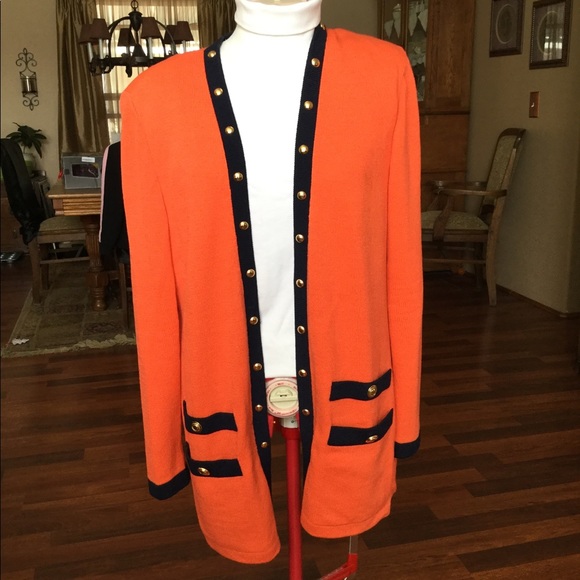 St. John Collection Sweaters - Beautiful Orange/Navy St. John Sweater